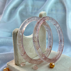 Handcrafted Rose Pink Bubble Resin Bangles Set View 6