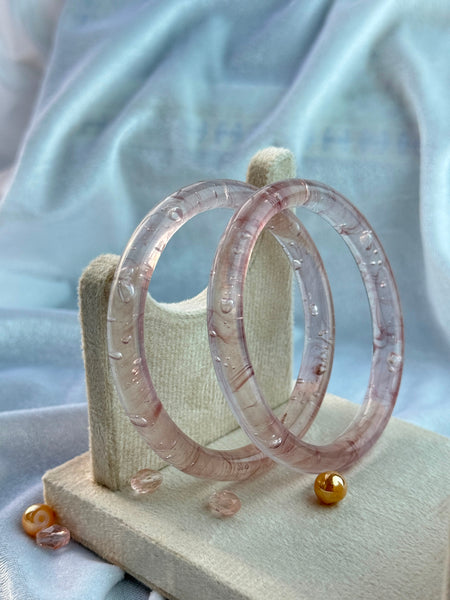 Handcrafted Rose Pink Bubble Resin Bangles Set View 6