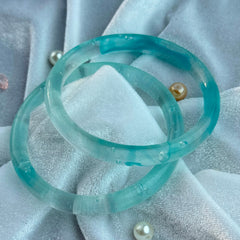 Handcrafted Aqua Blue Bubble Resin Bangles Set View 1