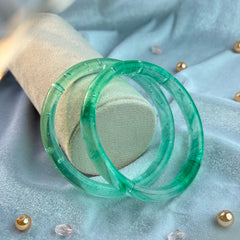 Handcrafted Mint Green Bubble Resin Bangles Set View 3