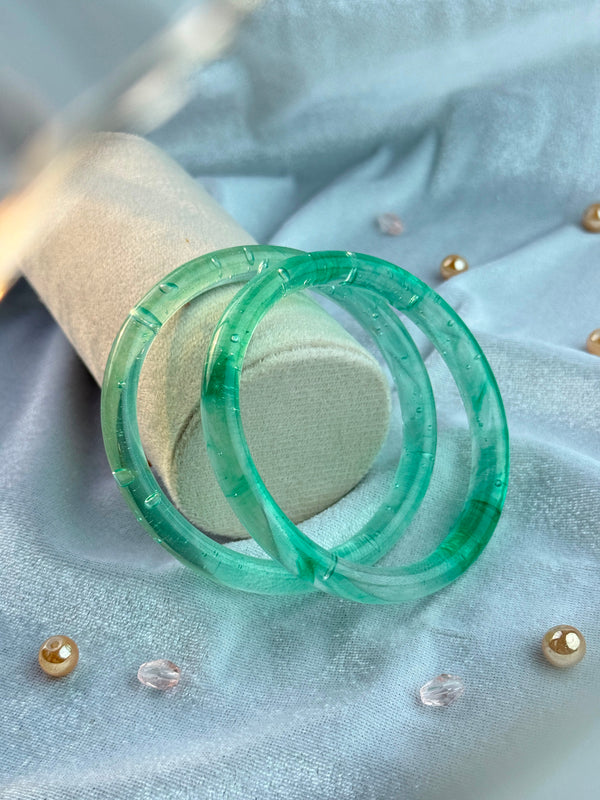 Handcrafted Mint Green Bubble Resin Bangles Set View 3