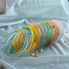 Handcrafted Mint Green Bubble Resin Bangles Set View 4