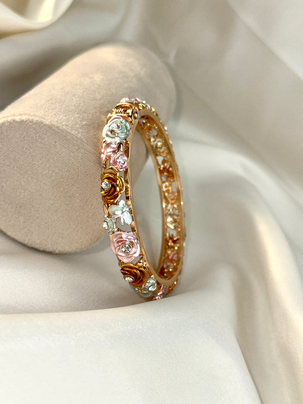 Handcrafted Rose Bloom Enamel Bangle