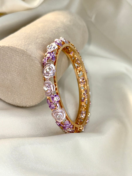 Handcrafted Rose Bloom Enamel Bangle