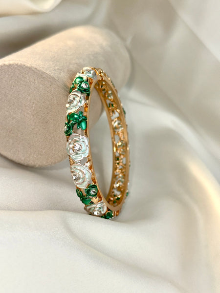 Handcrafted Rose Bloom Enamel Bangle