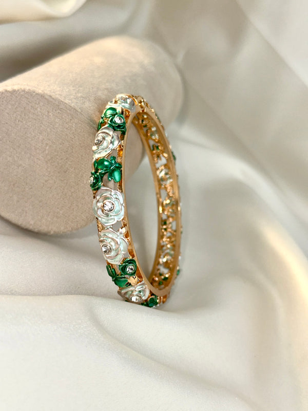 Handcrafted Rose Bloom Enamel Bangle