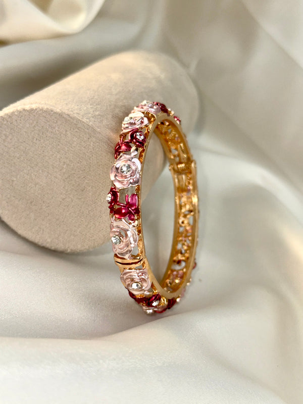 Handcrafted Rose Bloom Enamel Bangle