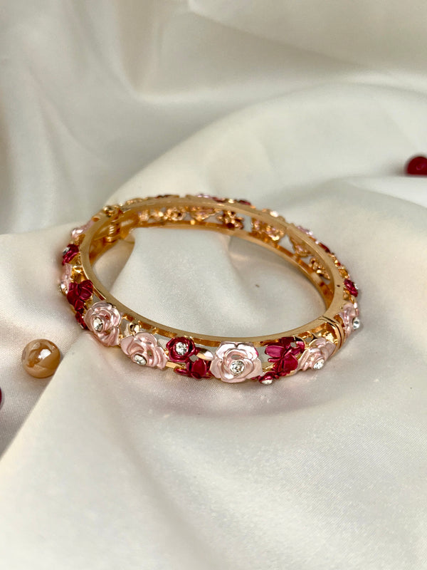 Handcrafted Rose Bloom Enamel Bangle