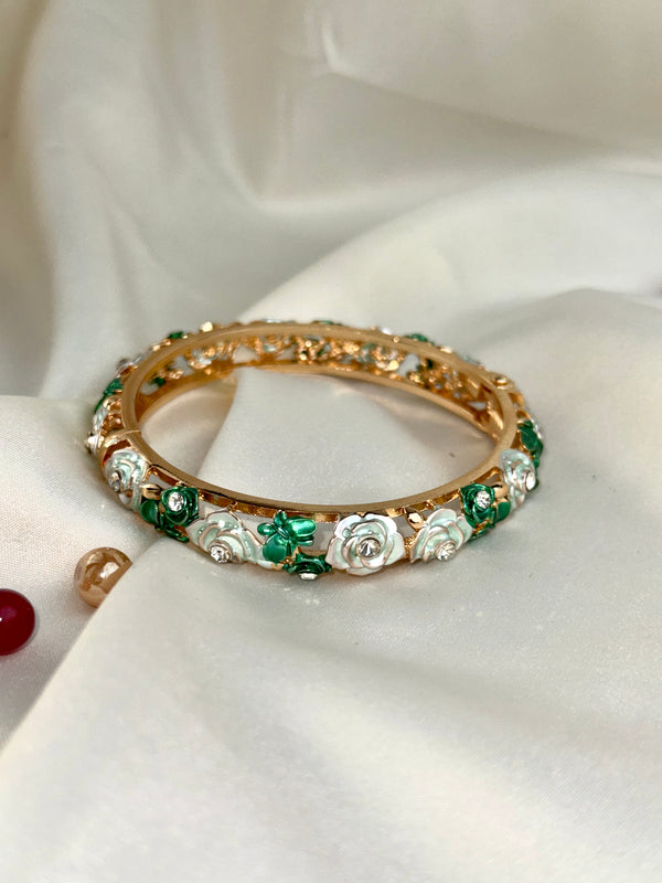 Handcrafted Rose Bloom Enamel Bangle