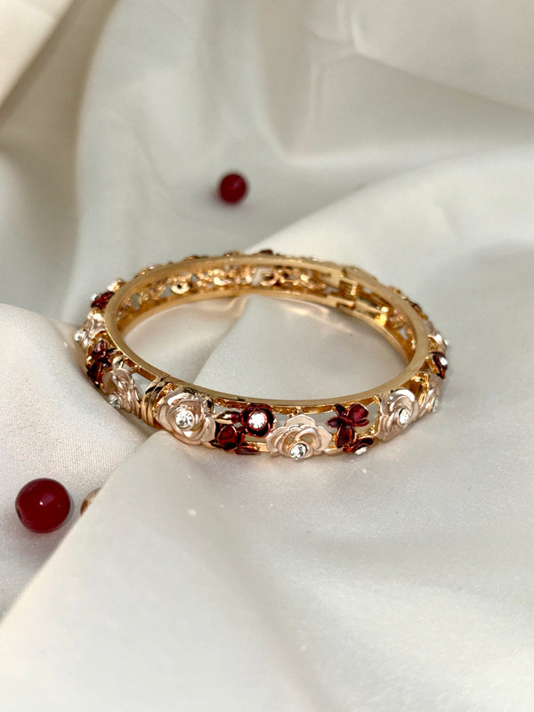 Handcrafted Rose Bloom Enamel Bangle