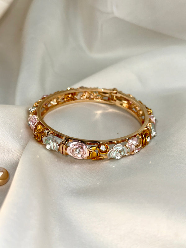 Handcrafted Rose Bloom Enamel Bangle