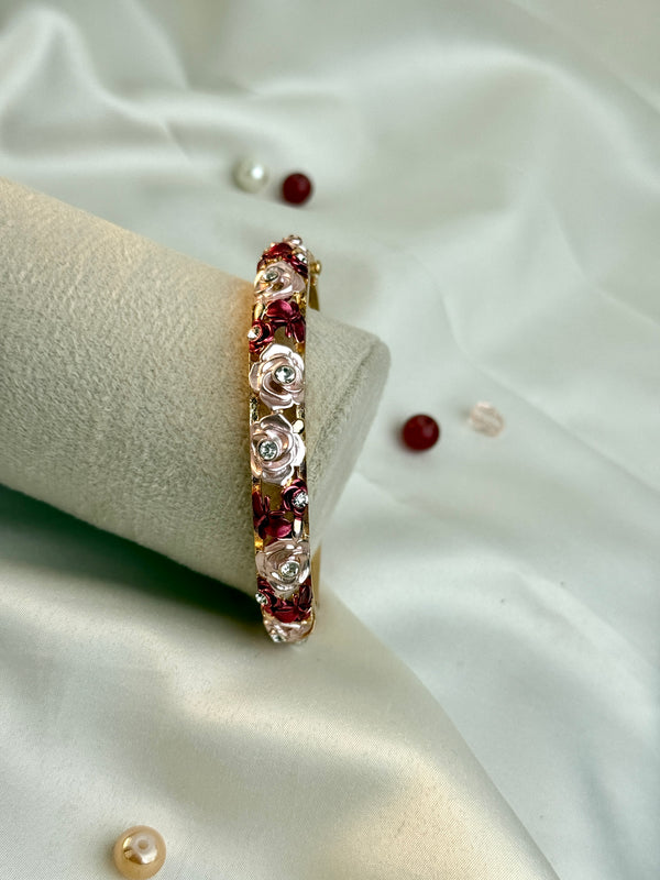 Handcrafted Rose Bloom Enamel Bangle