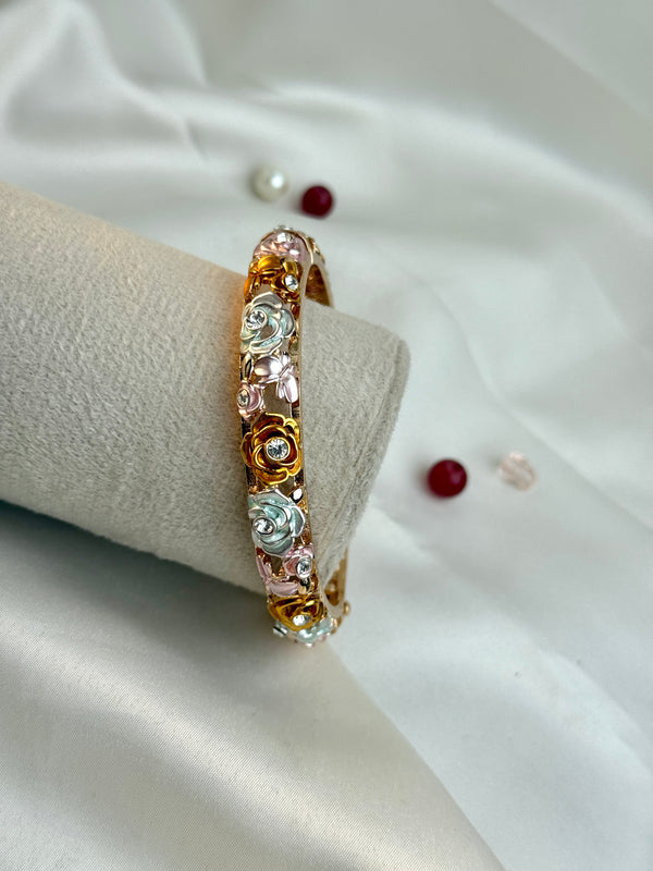 Handcrafted Rose Bloom Enamel Bangle