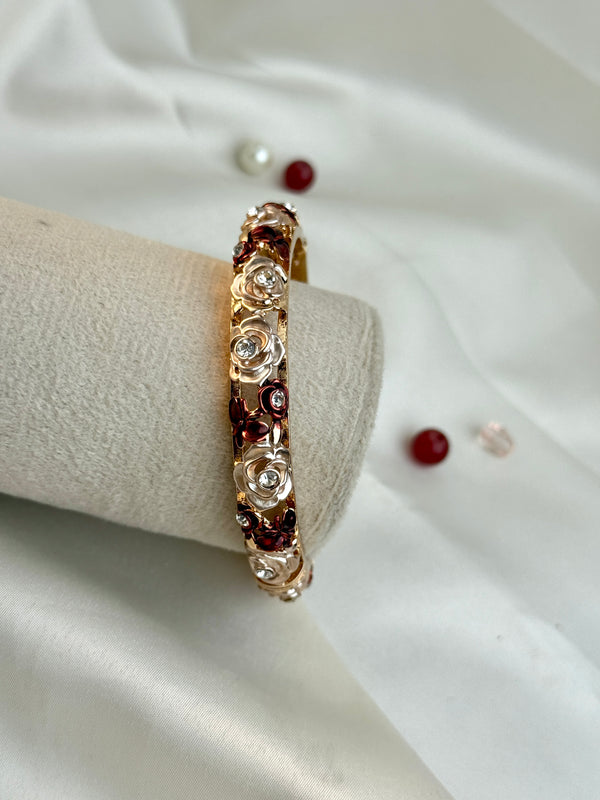 Handcrafted Rose Bloom Enamel Bangle