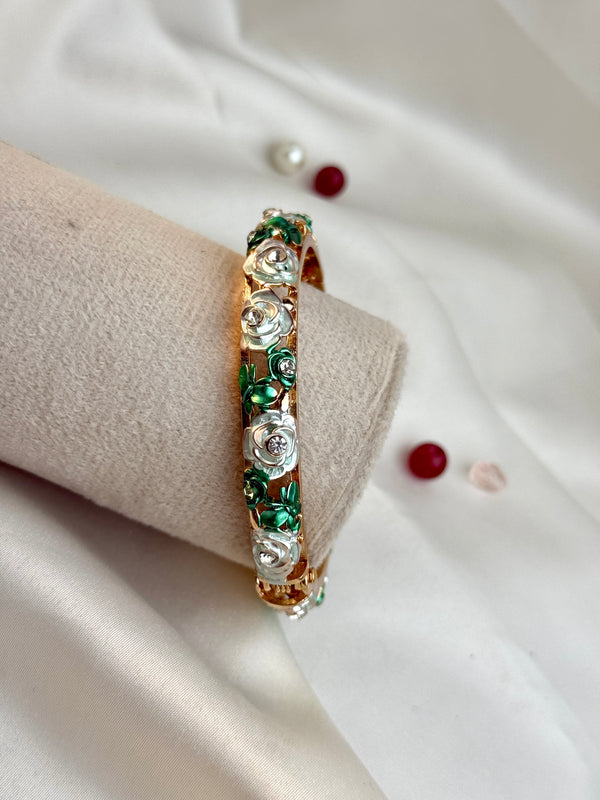Handcrafted Rose Bloom Enamel Bangle