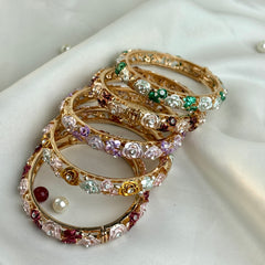 Handcrafted Rose Bloom Enamel Bangle