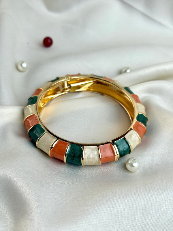 Handcrafted Colour-Block Enamel Bangle