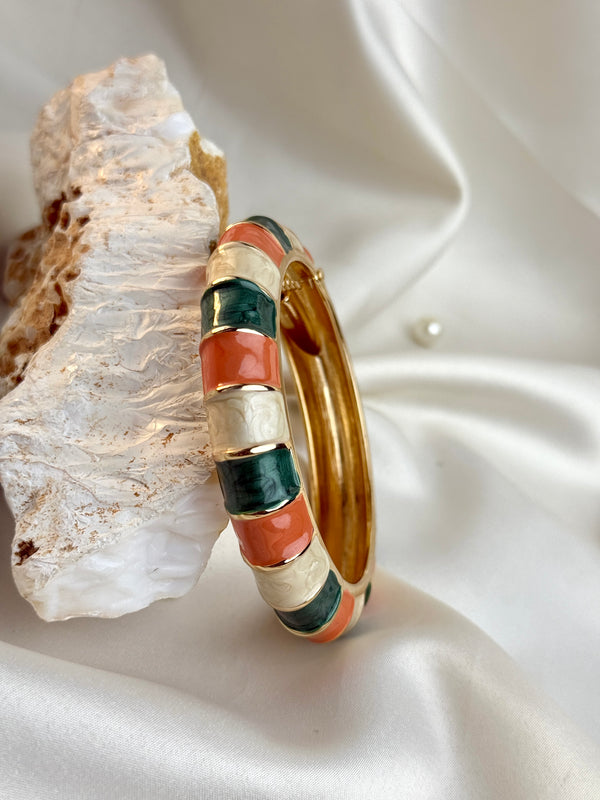 Handcrafted Colour-Block Enamel Bangle