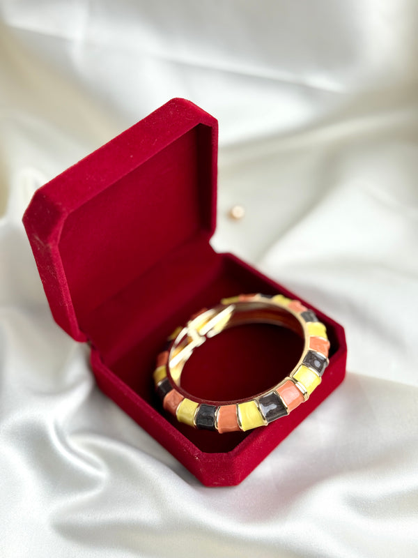 Handcrafted Colour-Block Enamel Bangle