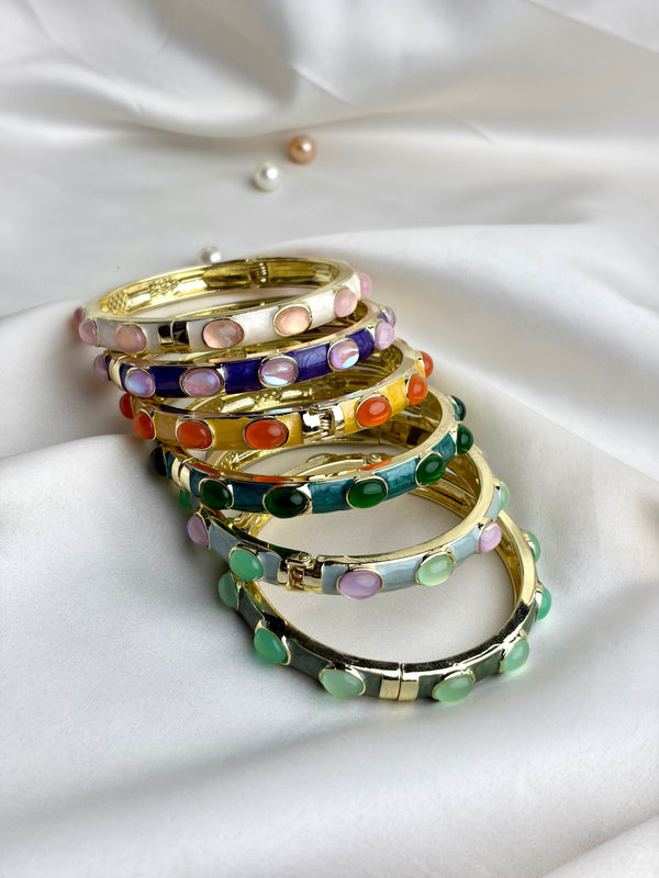 Handcrafted Cabochon Enamel Bangle