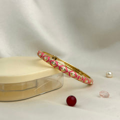 Handcrafted Two-Tone Enamel Pearl-Studded Cascading Hearts Bangle