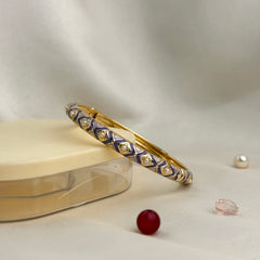 Handcrafted Two-Tone Enamel Pearl-Studded Cascading Hearts Bangle