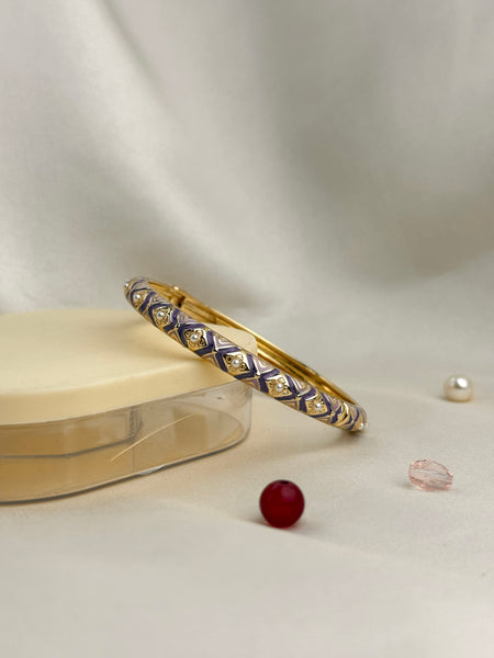 Handcrafted Two-Tone Enamel Pearl-Studded Cascading Hearts Bangle