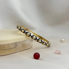 Handcrafted Two-Tone Enamel Pearl-Studded Cascading Hearts Bangle