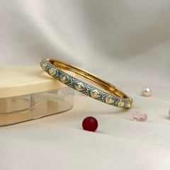 Handcrafted Two-Tone Enamel Pearl-Studded Cascading Hearts Bangle