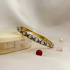Handcrafted Two-Tone Enamel Pearl-Studded Cascading Hearts Bangle