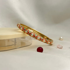 Handcrafted Two-Tone Enamel Pearl-Studded Cascading Hearts Bangle