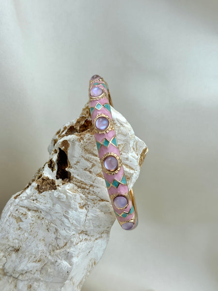 Handcrafted Mosaic Enamel Cabochon Bangle
