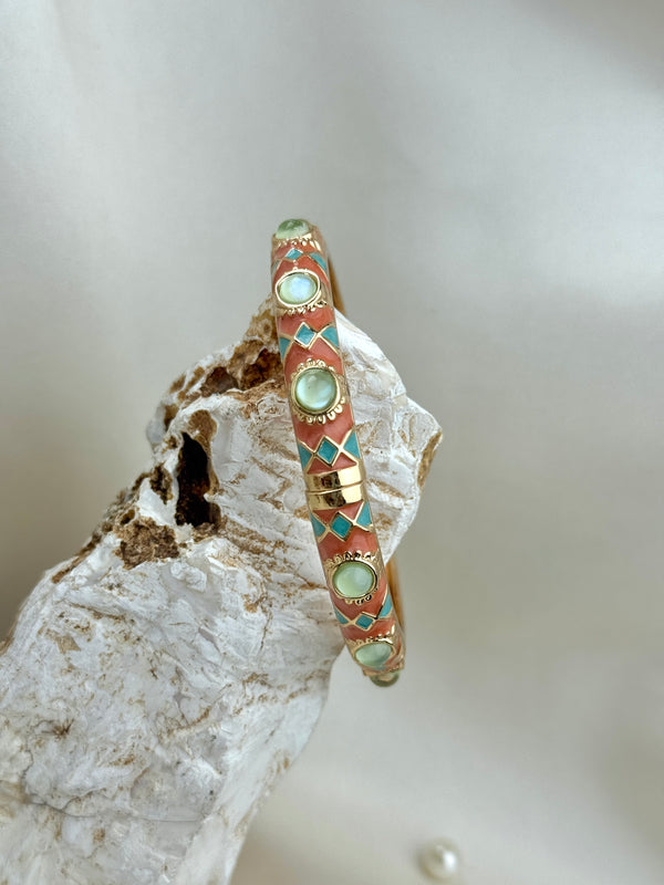 Handcrafted Mosaic Enamel Cabochon Bangle