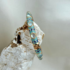 Handcrafted Mosaic Enamel Cabochon Bangle