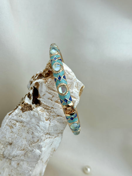 Handcrafted Mosaic Enamel Cabochon Bangle
