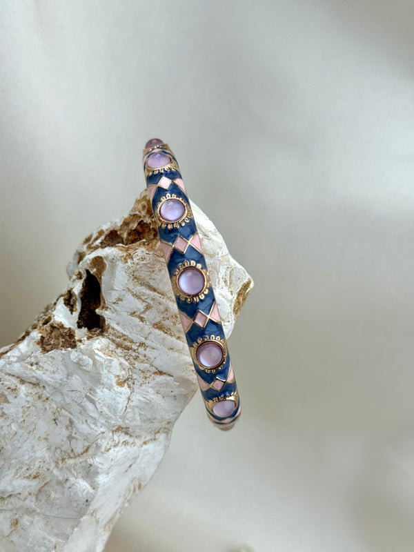 Handcrafted Mosaic Enamel Cabochon Bangle