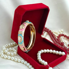 Handcrafted Pink & Blue Enamel Gemstone Bangle