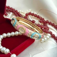 Handcrafted Pink & Blue Enamel Gemstone Bangle