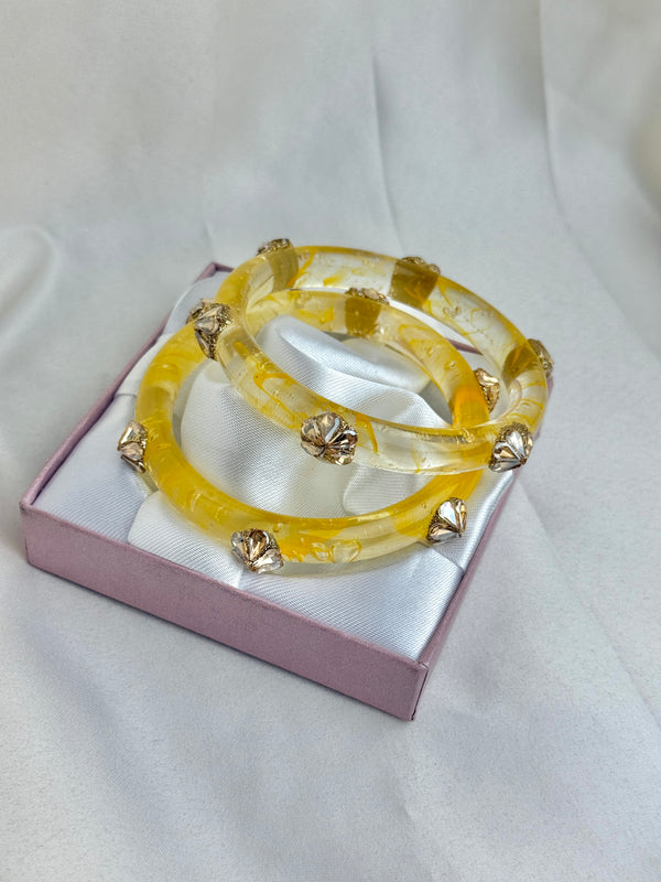 Handcrafted Multicolor Marbled Resin Bangles Set