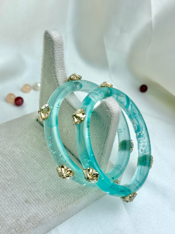 Handcrafted Multicolor Marbled Resin Bangles Set