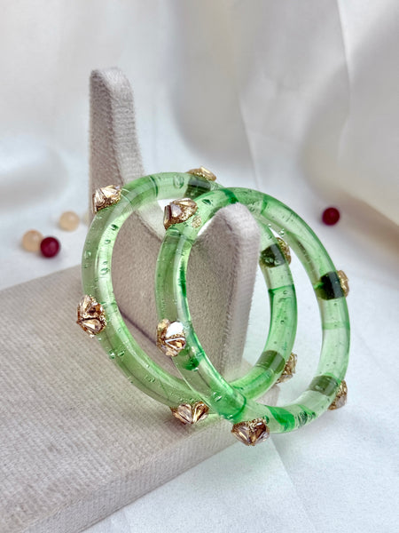 Handcrafted Multicolor Marbled Resin Bangles Set