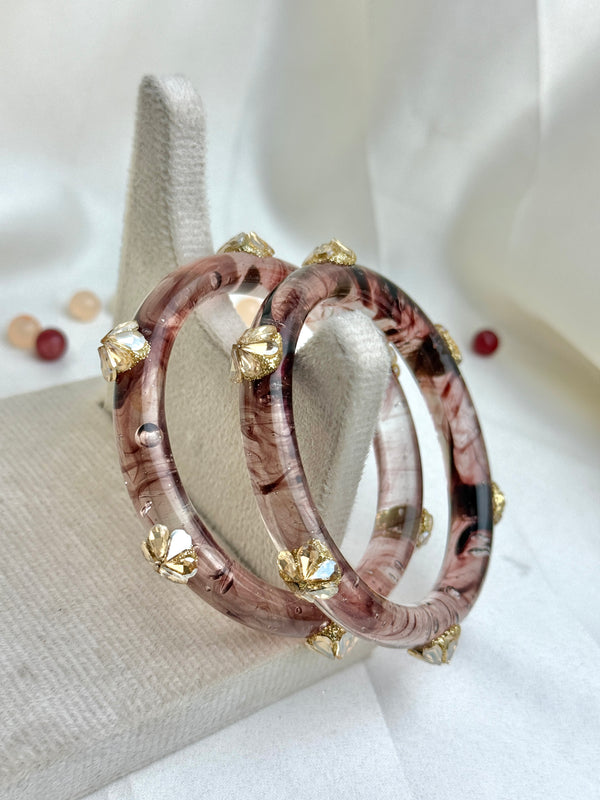 Handcrafted Multicolor Marbled Resin Bangles Set