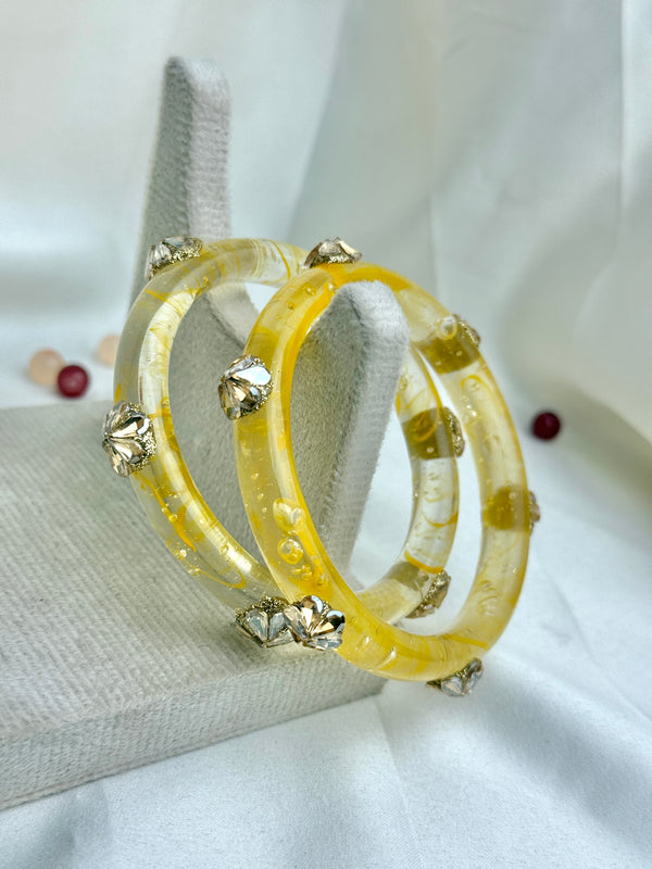 Handcrafted Multicolor Marbled Resin Bangles Set