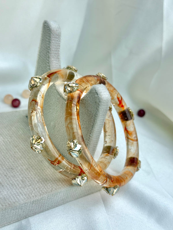 Handcrafted Multicolor Marbled Resin Bangles Set