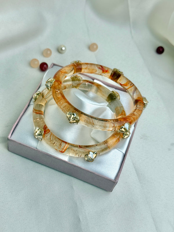 Handcrafted Multicolor Marbled Resin Bangles Set
