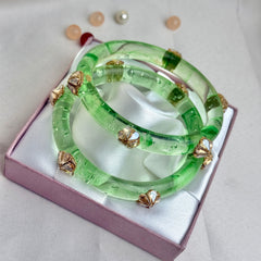 Handcrafted Multicolor Marbled Resin Bangles Set