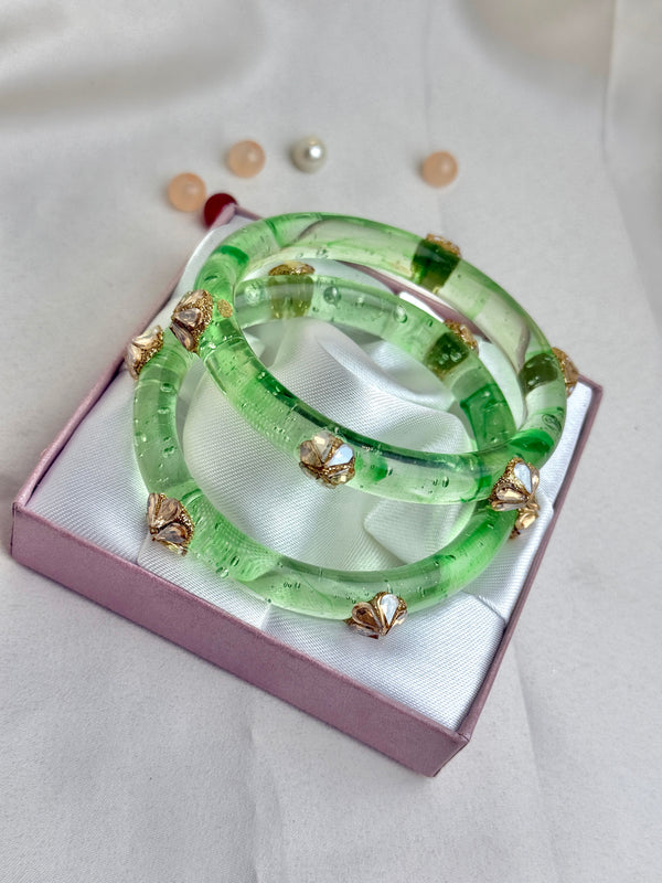 Handcrafted Multicolor Marbled Resin Bangles Set
