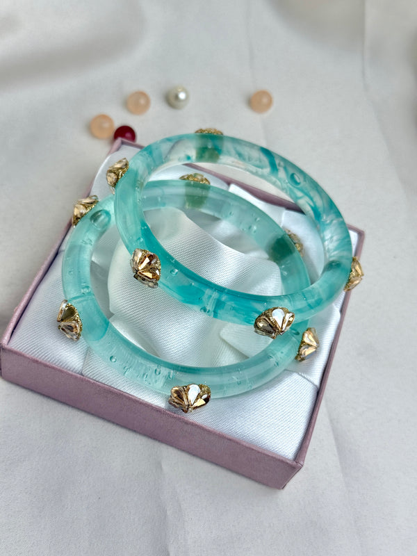 Handcrafted Multicolor Marbled Resin Bangles Set