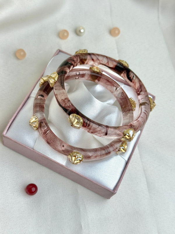 Handcrafted Multicolor Marbled Resin Bangles Set