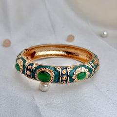Handcrafted Gold Enamel Cat's Eye Cuff Bangle